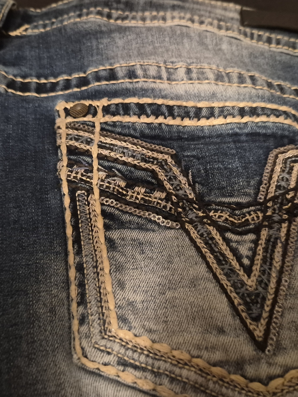Vigoss Women's Blue Bootcut Jeans with Faded Knees - Picture 6 of 9